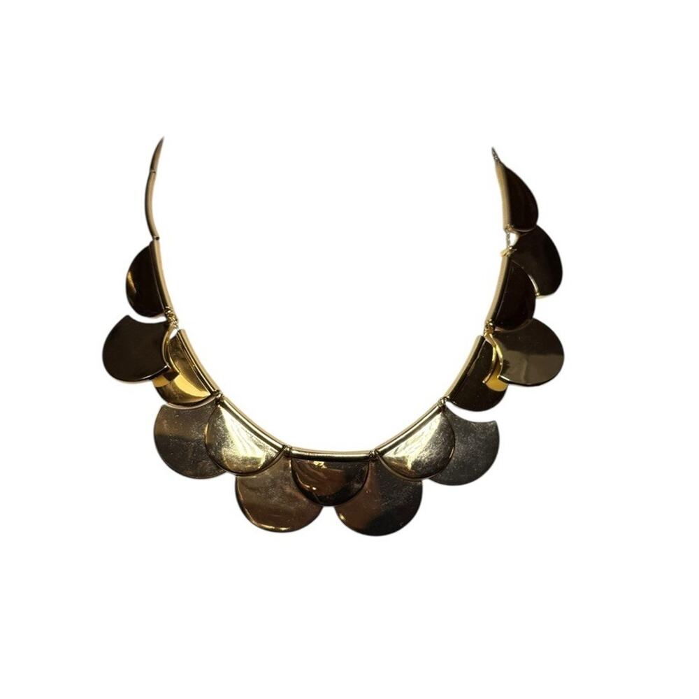 Kate Spade Gold Scallop Statement Necklace Collar Chunky Retired Y2K - Picture 2 of 8